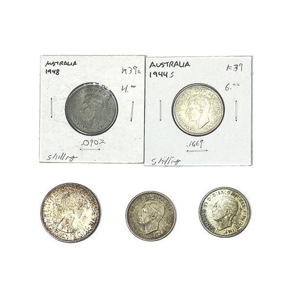 [5 Coins] 1943-1963 Austrailia 1 Shilling/ Florin