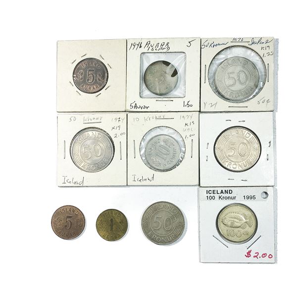 [10 Coins] 1946-1995 Iceland Coin Lot