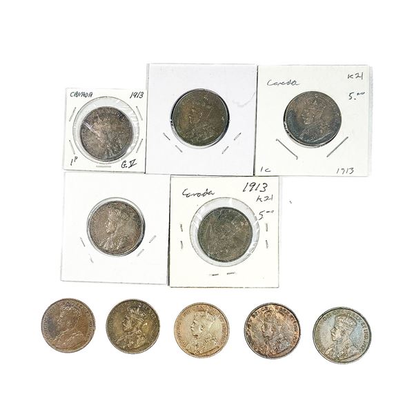 [10 Coins] 1913 Canada 1 Cent