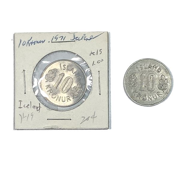 [2 Coins] 1971 Iceland 10 Kronur