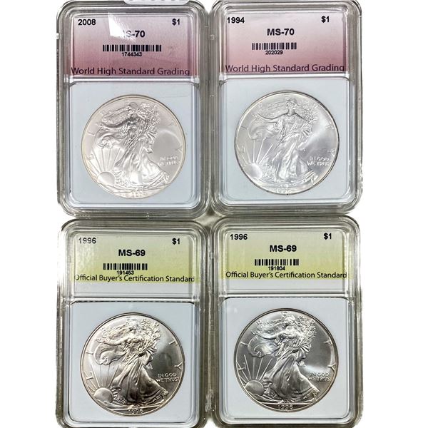 4 American Silver Eagle Coin Lot