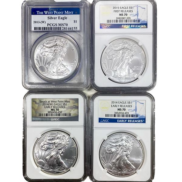 4 American Silver Eagle Coin Lot