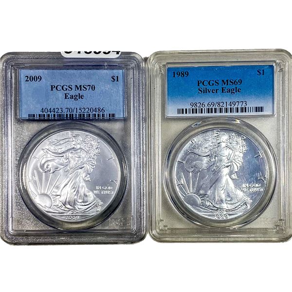 2 American Silver Eagle Coin Lot PCGS