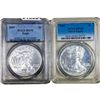 Image 1 : 2 American Silver Eagle Coin Lot PCGS