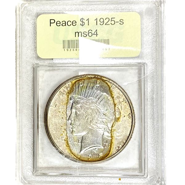 1925-S Silver Peace Dollar USCG MS64