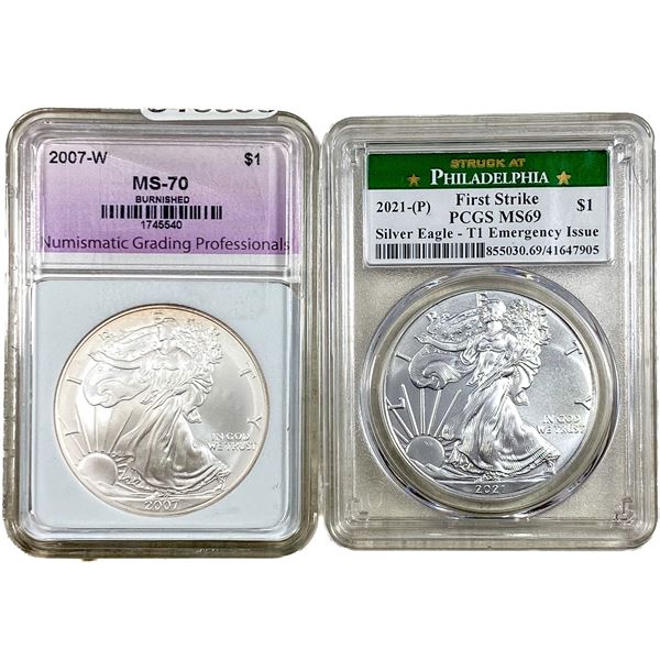2 American Silver Eagle Coin Lot