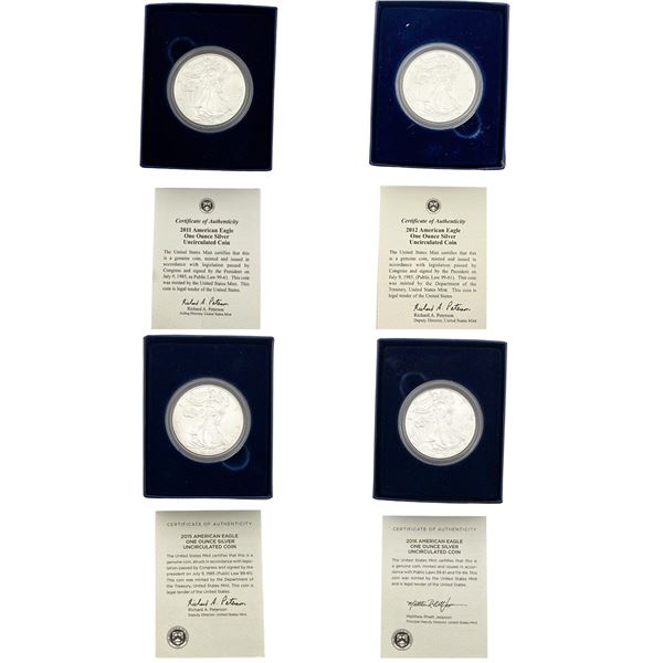 4 US Mint American Silver Eagle Lot