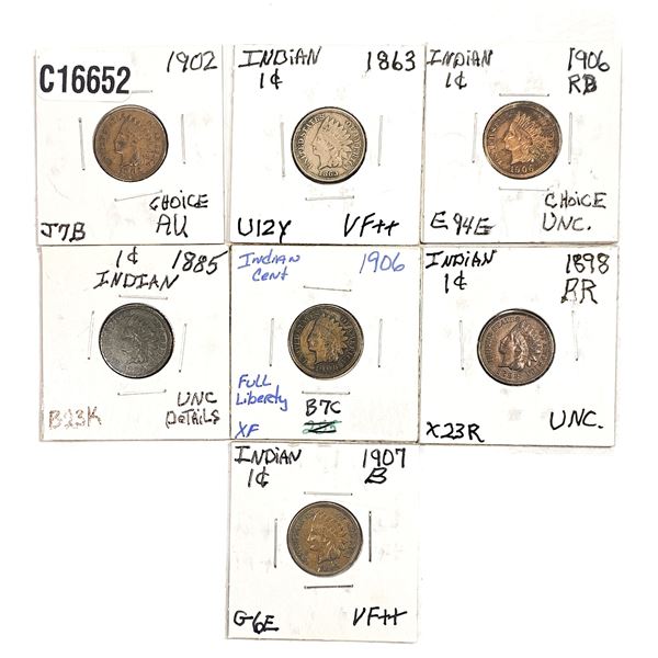 [7] Indian Head Cents, Various Dates