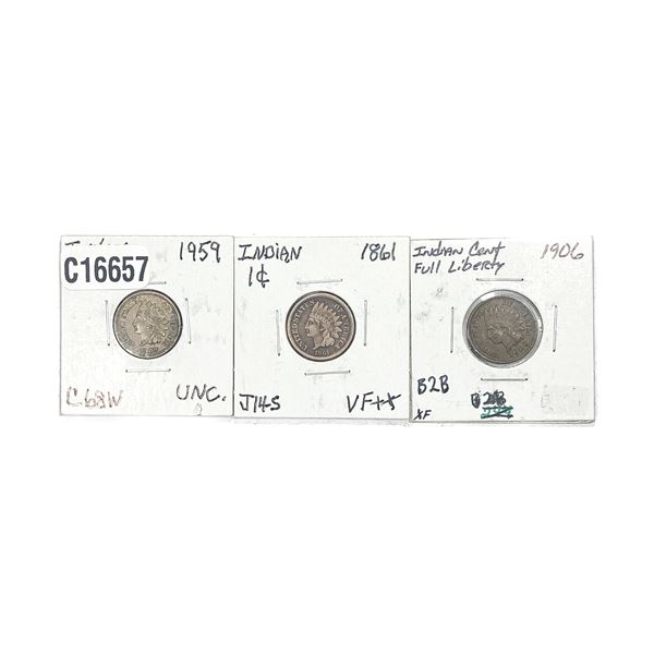 [3] Indian Head Cents 1861,1906,1959