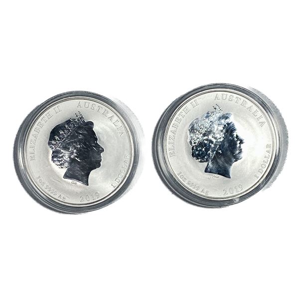 [2] 2019 1oz Silver Year of the Pig Coins