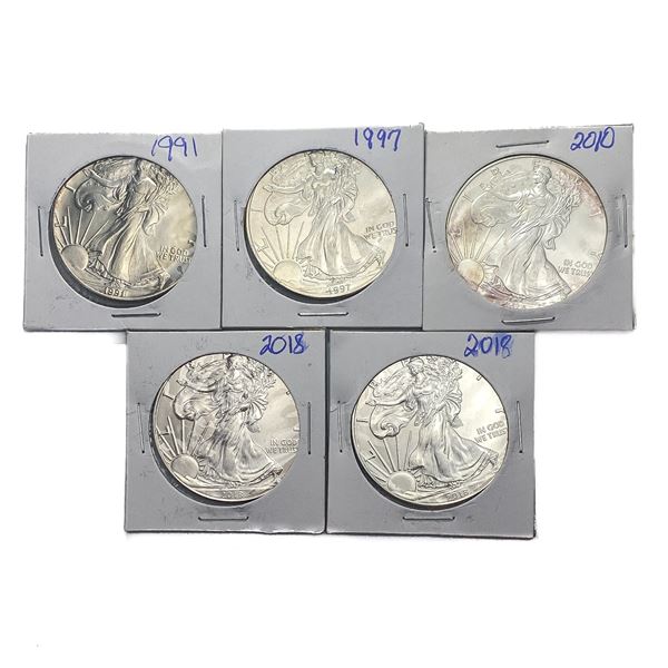 [5 Coins]1991-2018 Silver Eagle