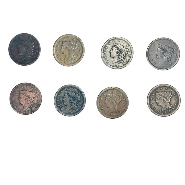 [8 Coins]1826-1851 United States Large Cent Lot