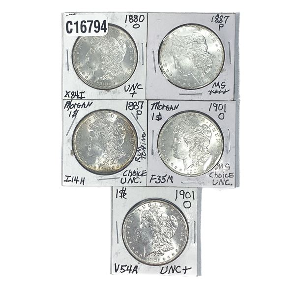 [5 Coins]1880-1901 Morgan Silver Dollar