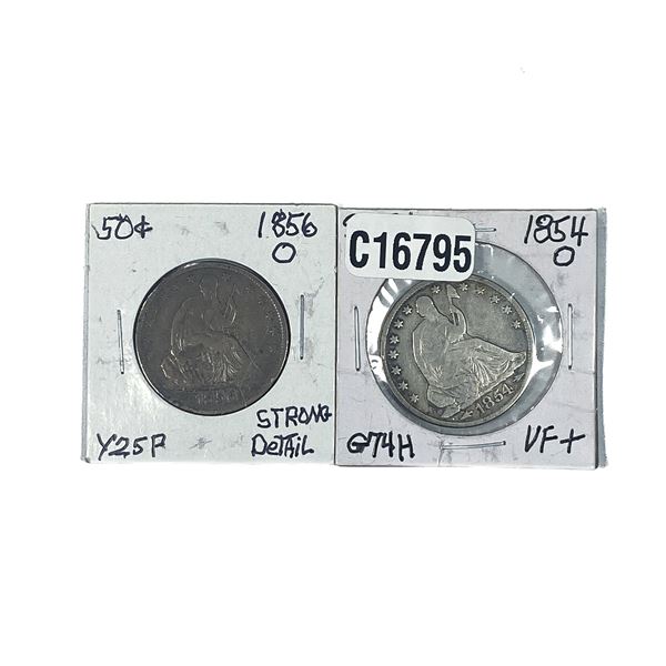 [2 Coins]1854-1856 Seated Liberty Half Dollar