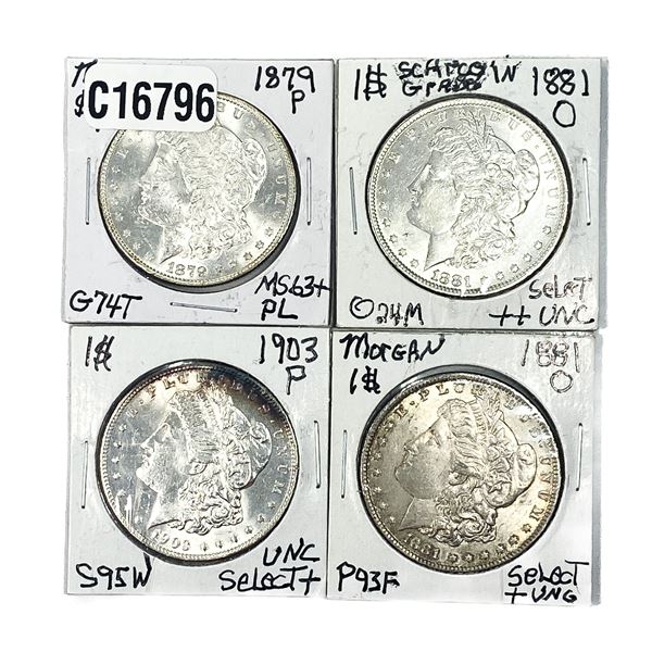 [4 Coins]1879-1903 Morgan Silver Dollar