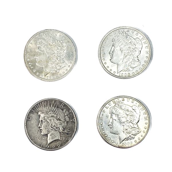 [4 Coins]1896-1922 United States Silver Dollar Set