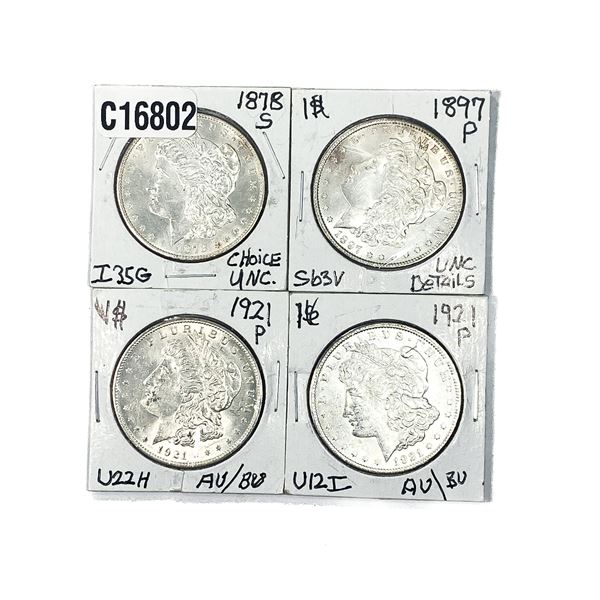 [4 Coins]1878-1921 Morgan Silver Dollar
