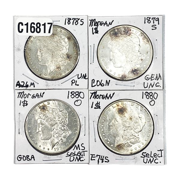 [4 Coins] 1878-1880 Morgan Silver Dollar