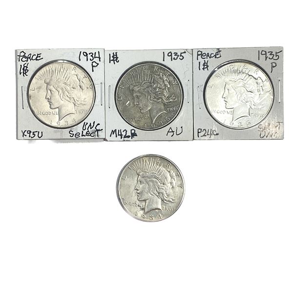 [4 Coins] 1934-1935 Silver Peace Dollar