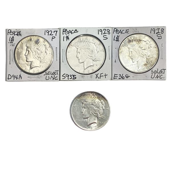 [4 Coins]1927-1928 Silver Peace Dollar