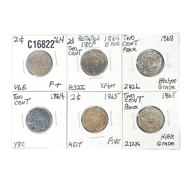 [6 Coins]1864-1868 Two Cent Piece