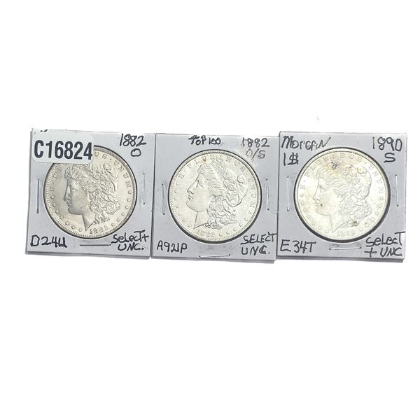 [3 Coins]1882-1890 Morgan Silver Dollar