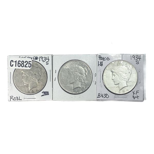 [3 Coins]1934-S Silver Peace Dollar