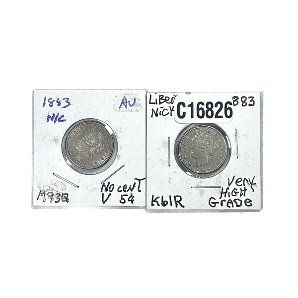 [2 Coins]1883 Liberty Victory Nickel