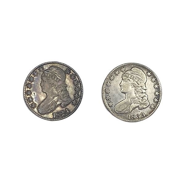 [2 Coins] 1824-1833 Capped Bust Half Dollar