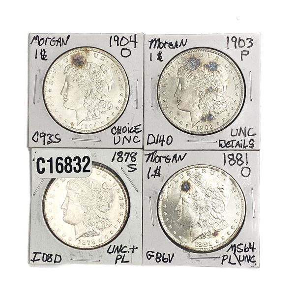 [4 Coins] 1878-1904 Morgan Silver Dollar