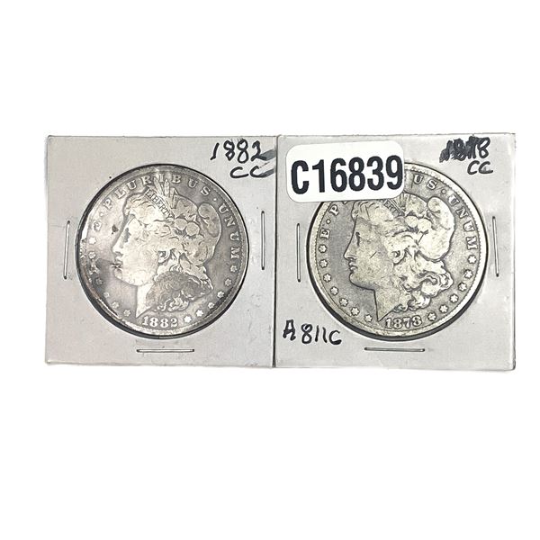 [2 Coins] 1878-CC-1882-CC Morgan Silver Dollar