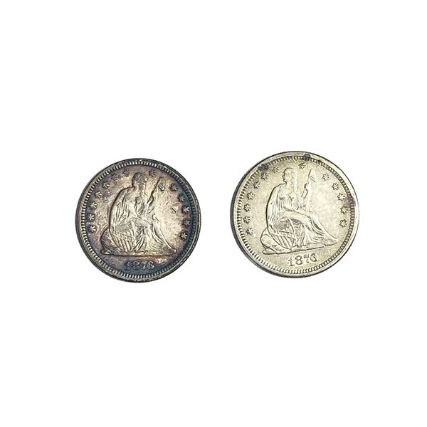 [2 Coins] 1876 Seated Liberty Quarter