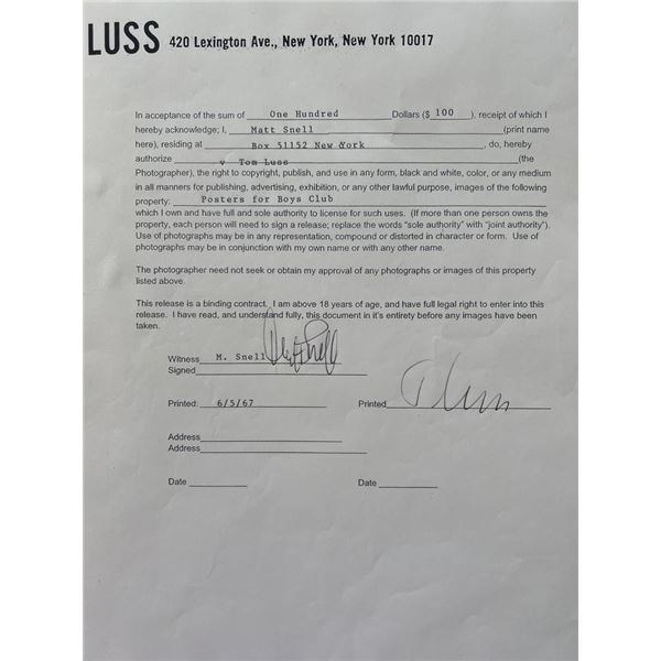 NY Jets Matt Snell signed Tom Luss contract