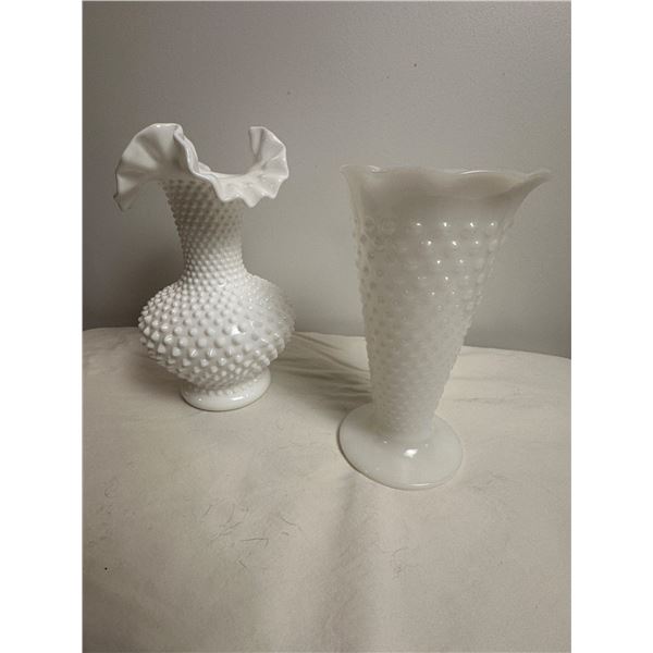 Milk Glass Vases (2)
