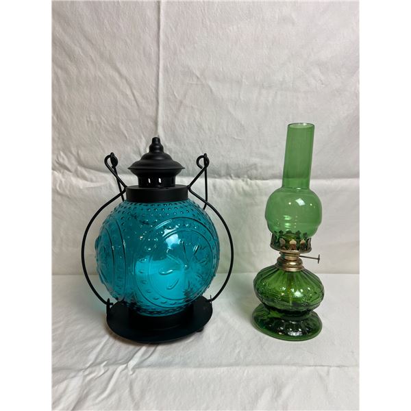 Vintage Green Oil Lamp