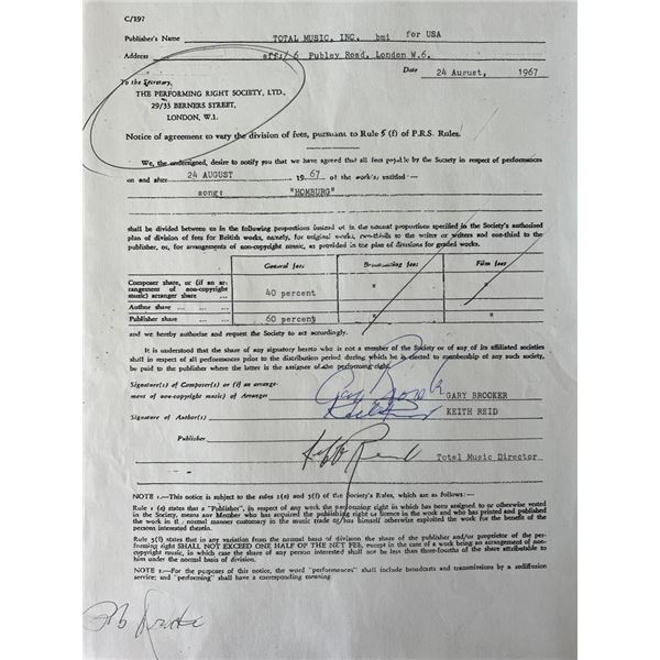 Gary Brooker and Keith Reid signed contract