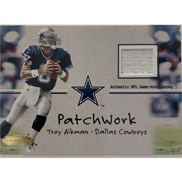 Troy Aikman football card and game used jersey swatch