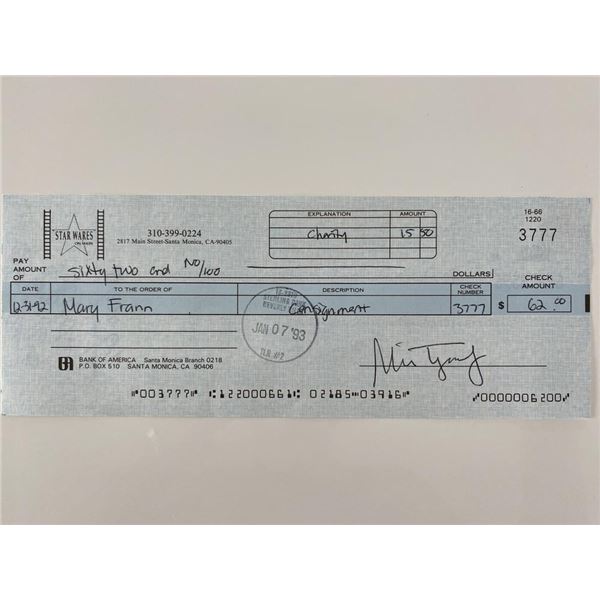 Newhart Mary Frann signed check