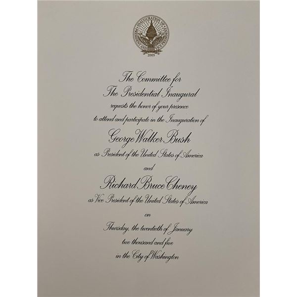 Bush, Cheney 2005 Inauguration Invitation