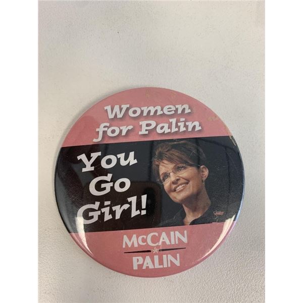 Women for Palin You Go Girl McCain Palin pin