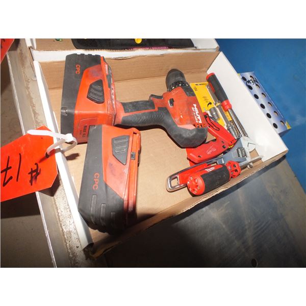 Assorted Tools & Hilti Drill w/ 2 Batteries
