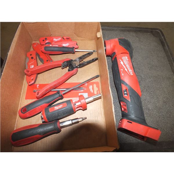 Box Of Milwaukee Knives & Tools