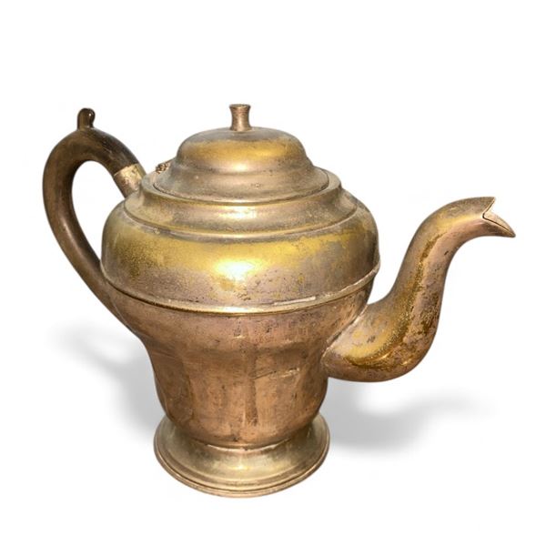 Silver with wooden handle decorative kettle - stamped Made in Pakistan