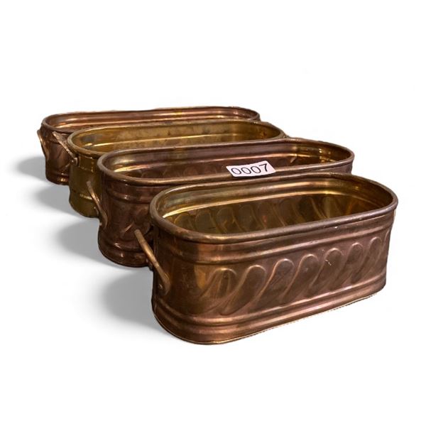 4pc assorted brass oval planters