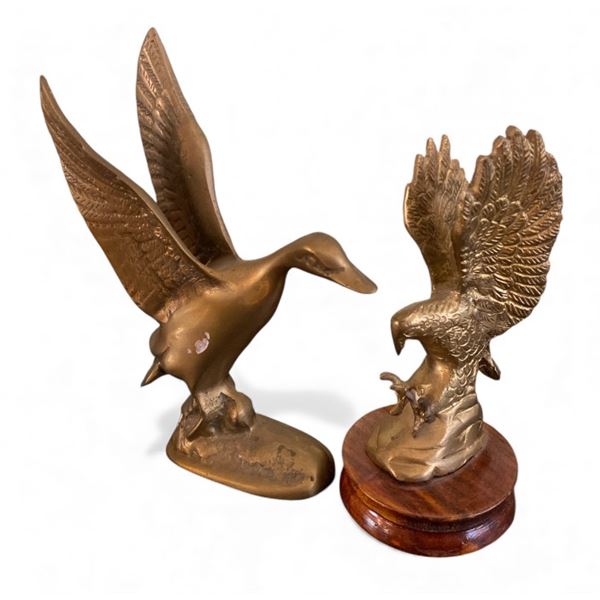 2pc brass decorative desk animal figurines