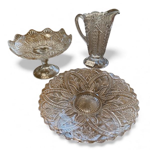 3pc assorted crystal/glassware