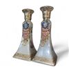 Image 2 : Set of two 8 1/2in porcelain candle holders
