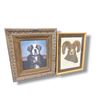 Image 1 : 2pc framed small wall hangings - needlepoint & painting on board