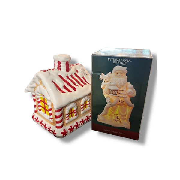 International Bazaar lighted holiday figure & porcelain cookie jar