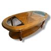 Image 2 : Vintage semi-circle glass top wooden coffee table - approx. 46in x 23 1/2in x 16in tall